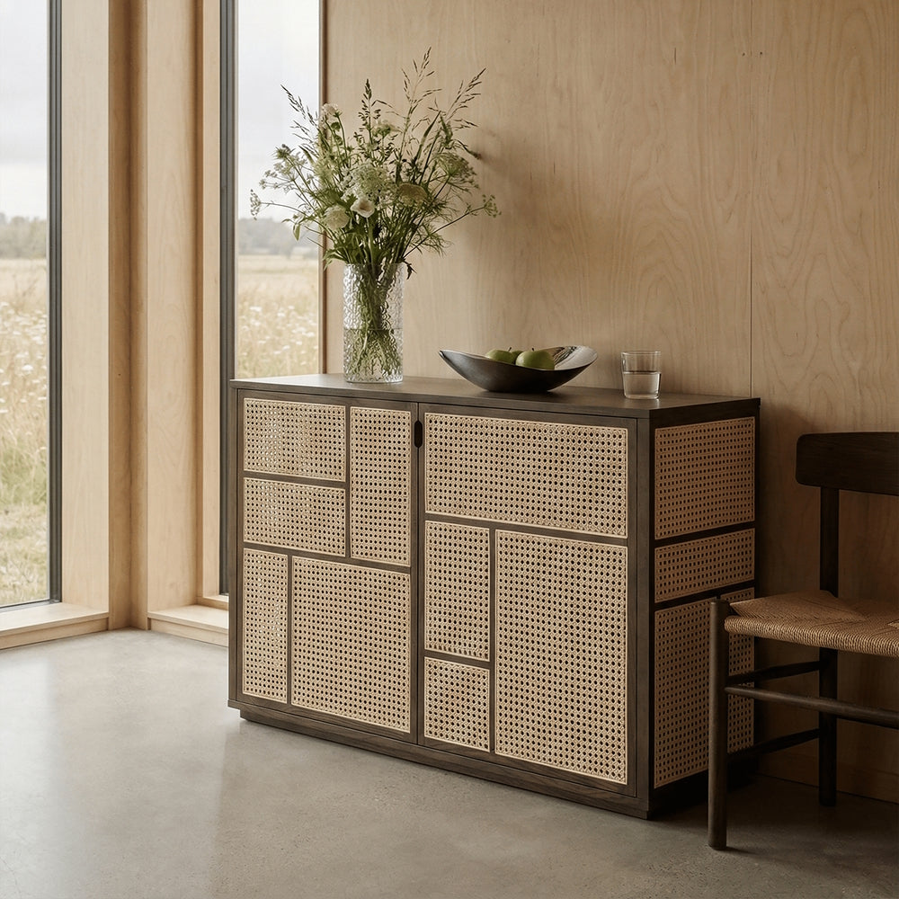 Design House Stockholm Air Sideboard Dark Oak-Rattan