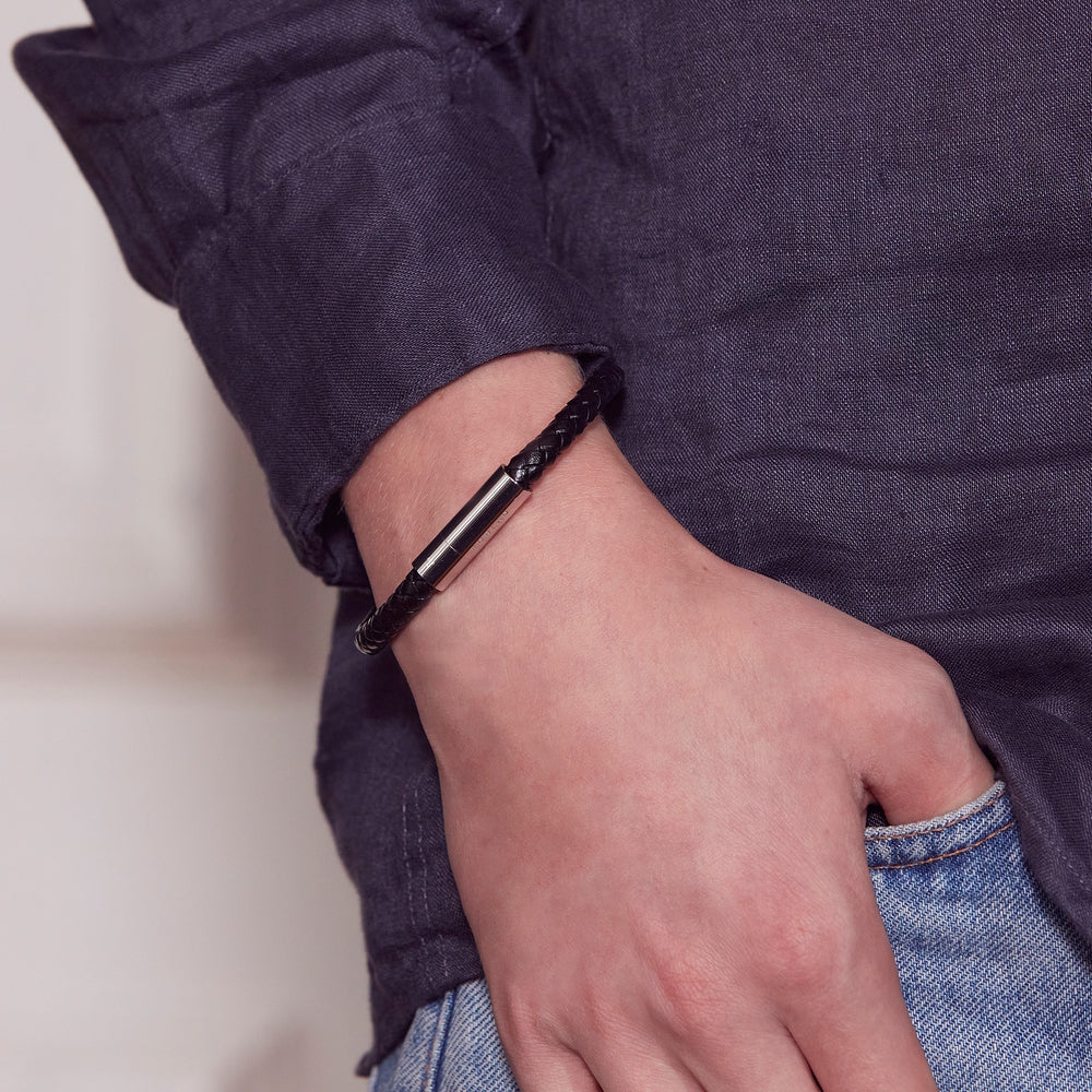 Edblad Franky Bracelet Leather Black 19.5cm
