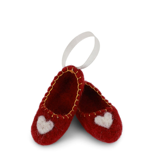Gry & Sif Ballerina Shoes Red with Bow Decoration