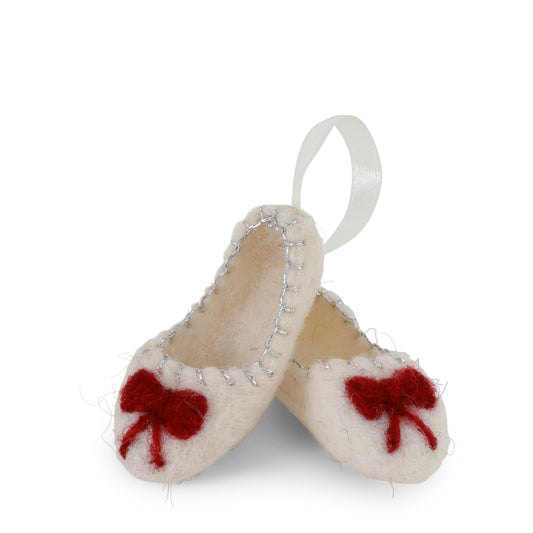 Gry & Sif Ballerina Shoes White with Bow Decoration