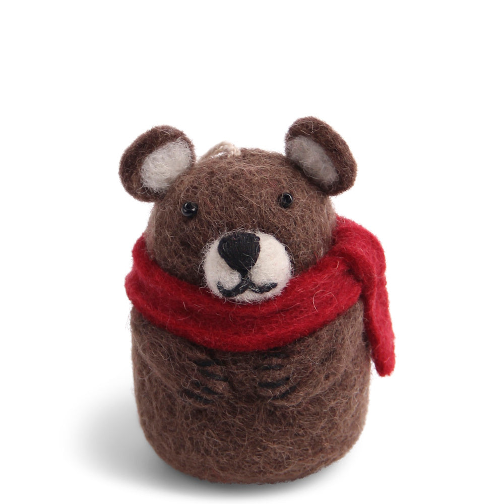 Gry & Sif Bear with Scarf Felt Decoration