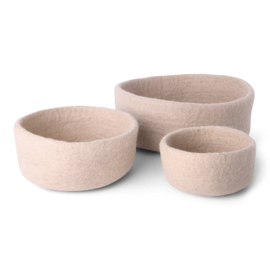 Gry & Sif Bowl Felt Set of 3 Beige