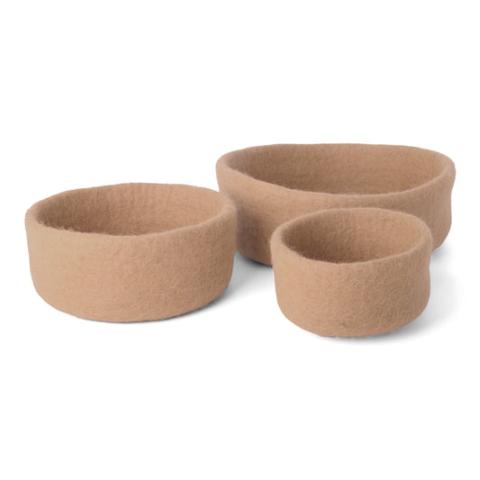Gry & Sif Bowl Felt Set of 3 Light Brown