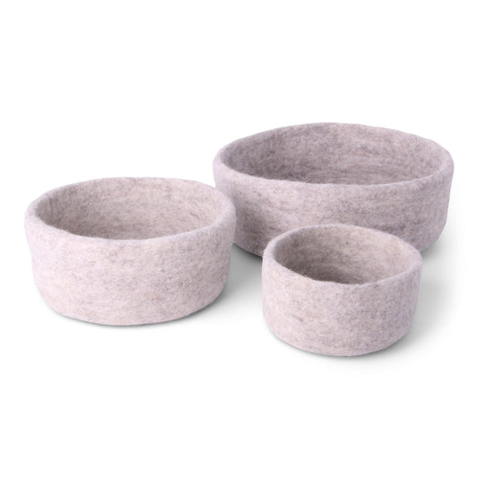 Gry & Sif Bowl Felt Set of 3 Natural Grey