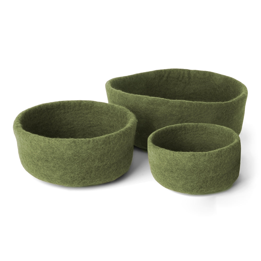 Gry & Sif Bowl Felt Set of 3 Pine Green