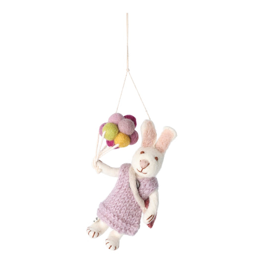 Gry & Sif Bunny Girl White Lavender Dress & Balloons
