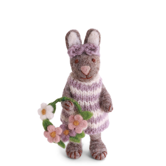 Gry & Sif Bunny Small Grey Girl Flower Wreath