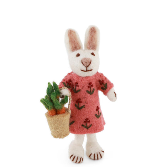 Gry & Sif Bunny Small White Girl Carrot Basket