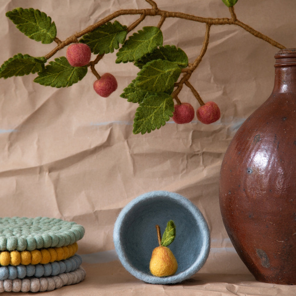 Gry & Sif Felted Branch Dusty Red Apples