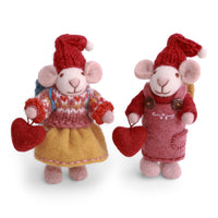 Gry & Sif Mice Small White w/Hearts