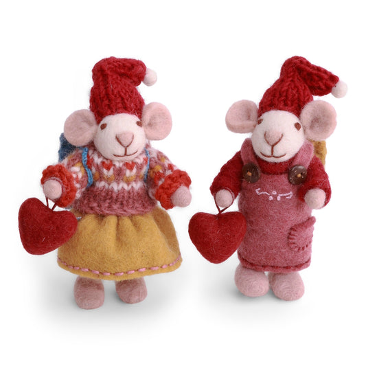 Gry & Sif Mice Small White w/Hearts