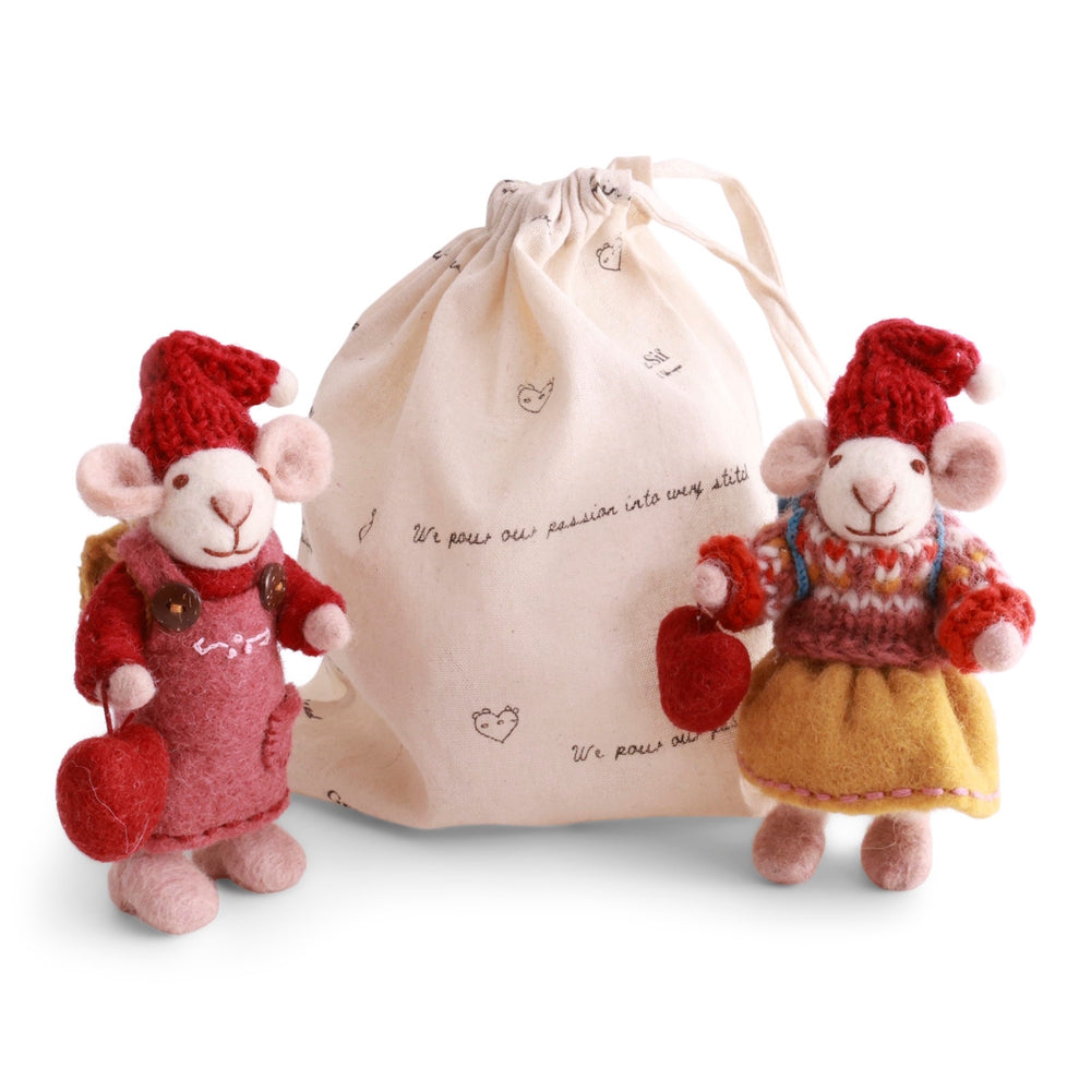 Gry & Sif Mice Small White w/Hearts
