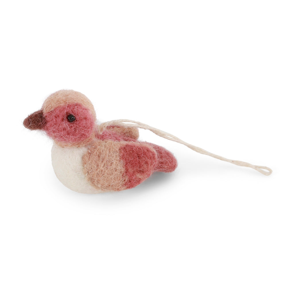 Gry & Sif Mini Sparrow Decoration dusty red-white