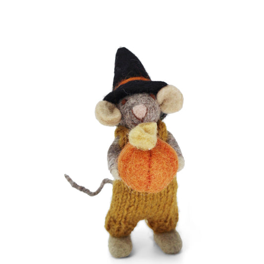Gry & Sif Mouse Boy Small Grey with Pumpkin