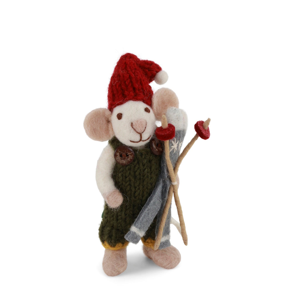 Gry & Sif Mouse Boy Small White with Skis
