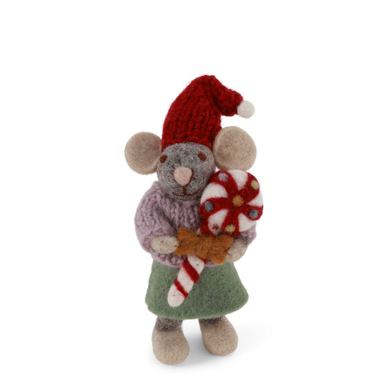 Gry & Sif Mouse Girl Small Grey with Candy