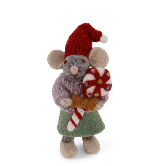 Gry & Sif Mouse Girl Small Grey with Candy