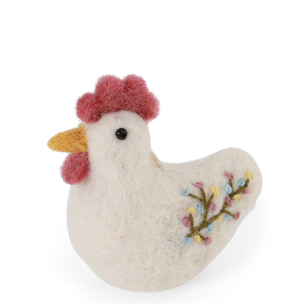 Gry & Sif Rooster Felted Ornament White