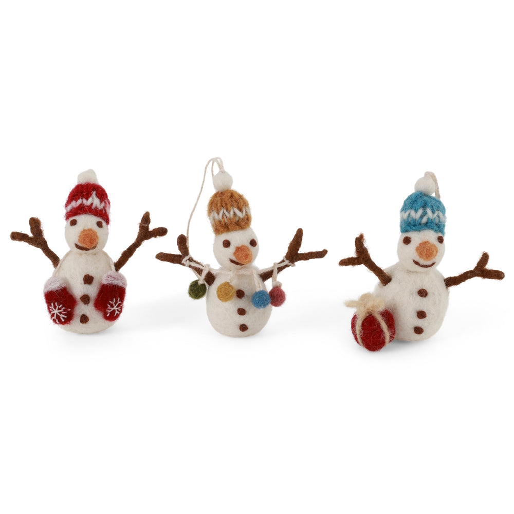 Gry & Sif Snowman Knitted Hat Decoration Set of 3