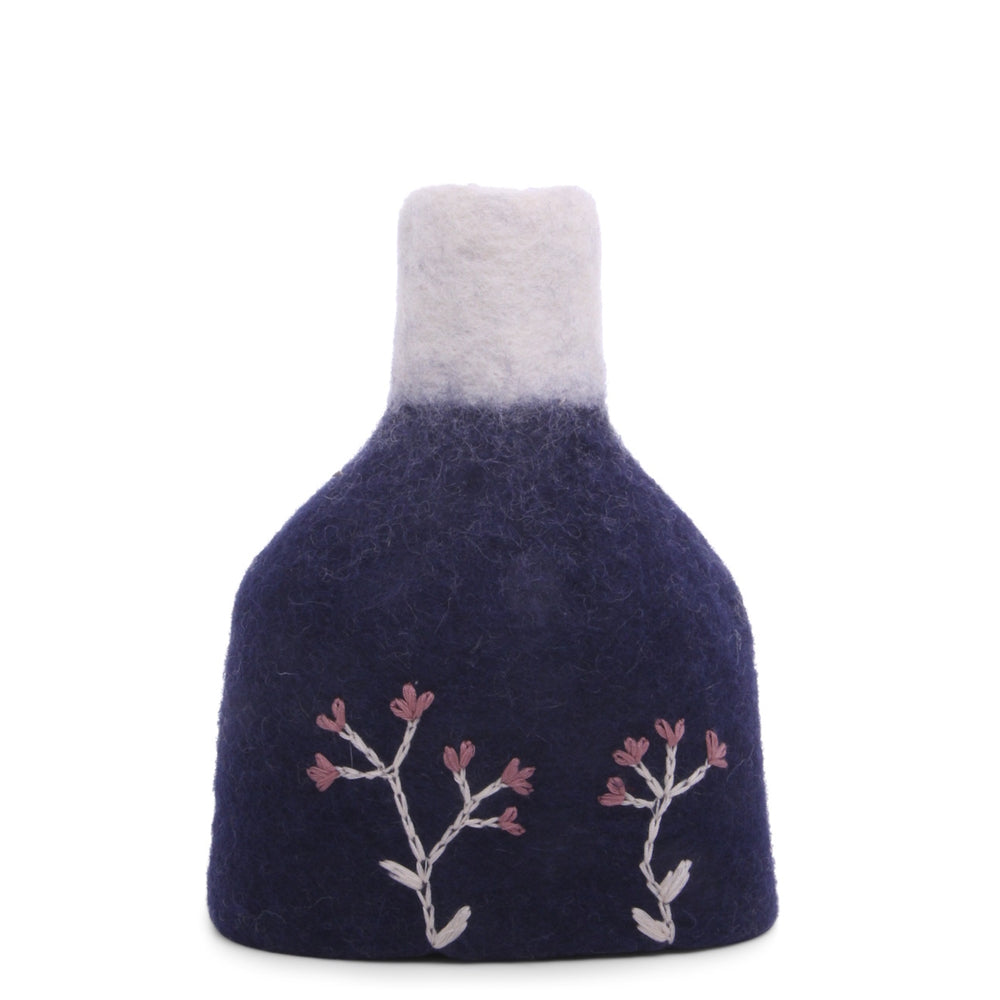 Gry & Sif Vase Felt Embroidered blue