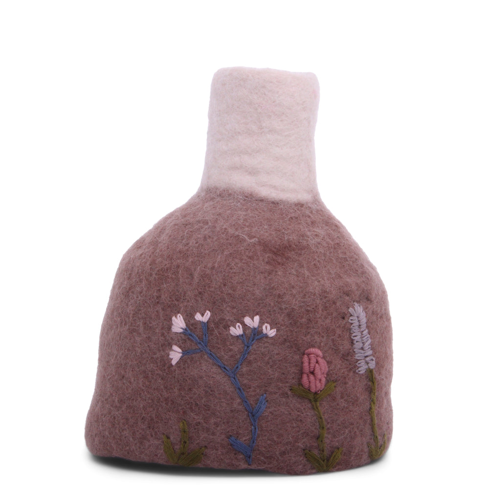 Gry & Sif Vase Felt Embroidered lavender
