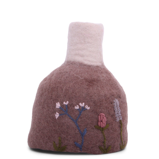 Gry & Sif Vase Felt Embroidered lavender
