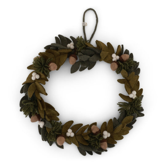 Gry & Sif Wreath White Berries & Acorns