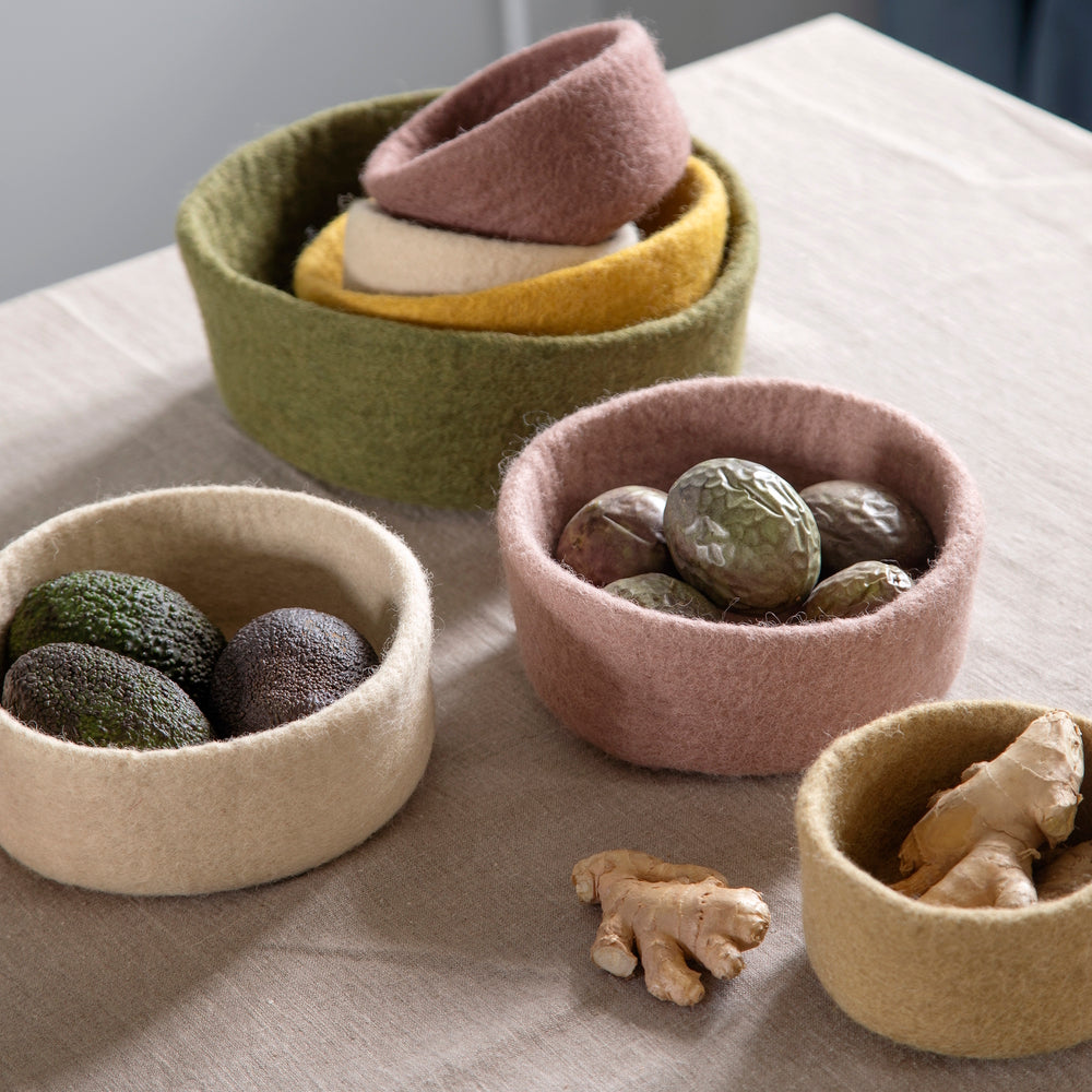 Gry & Sif Bowl Felt Set of 3 Pine Green