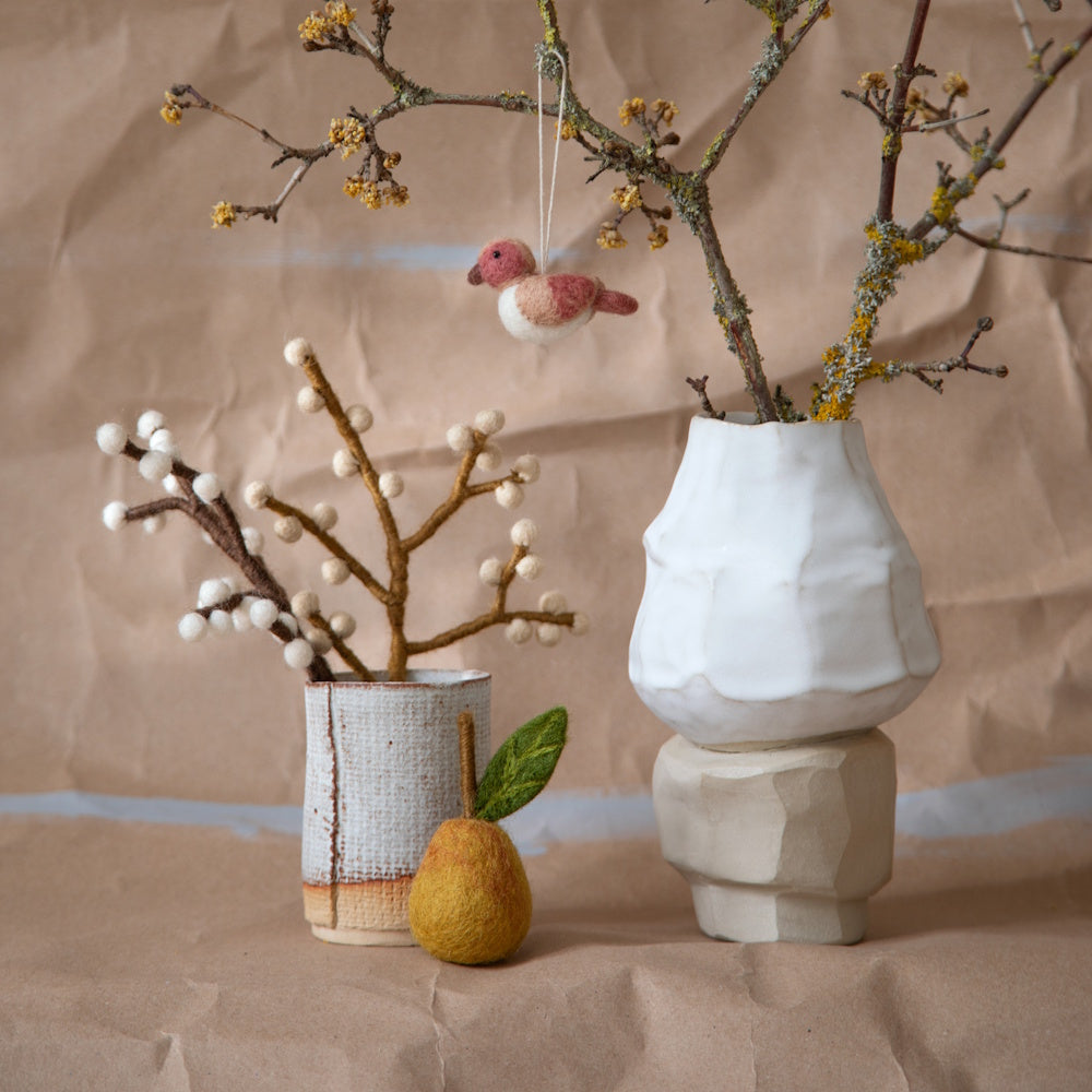 Gry & Sif Felted Mini Branch White Berries