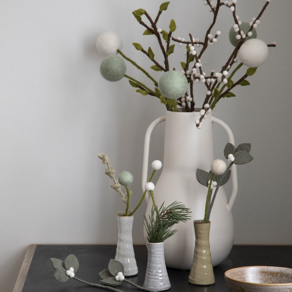 Gry & Sif Flower Stem Beige & Aqua 3cm Bud