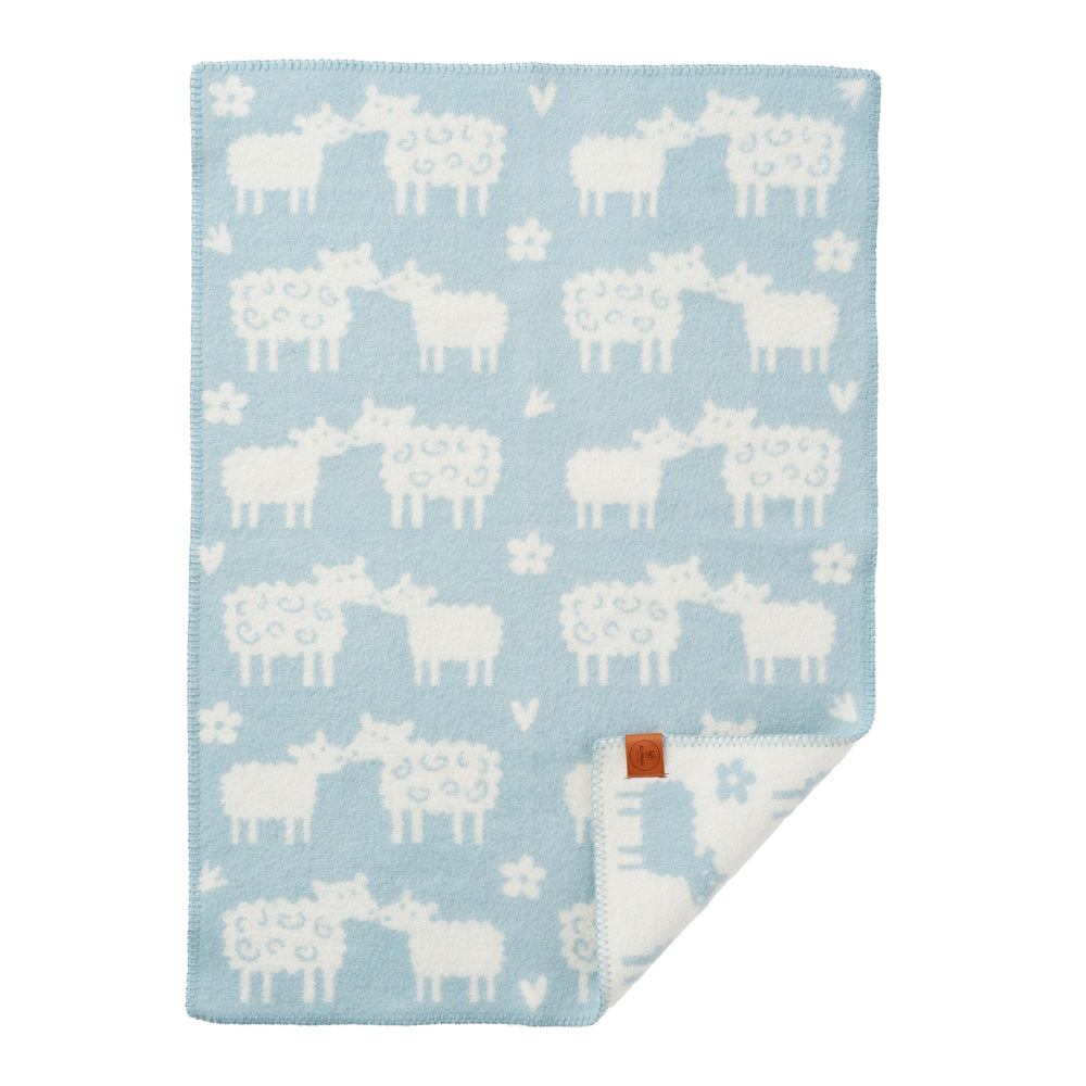 Klippan Baa Wool Baby Blanket Light Blue
