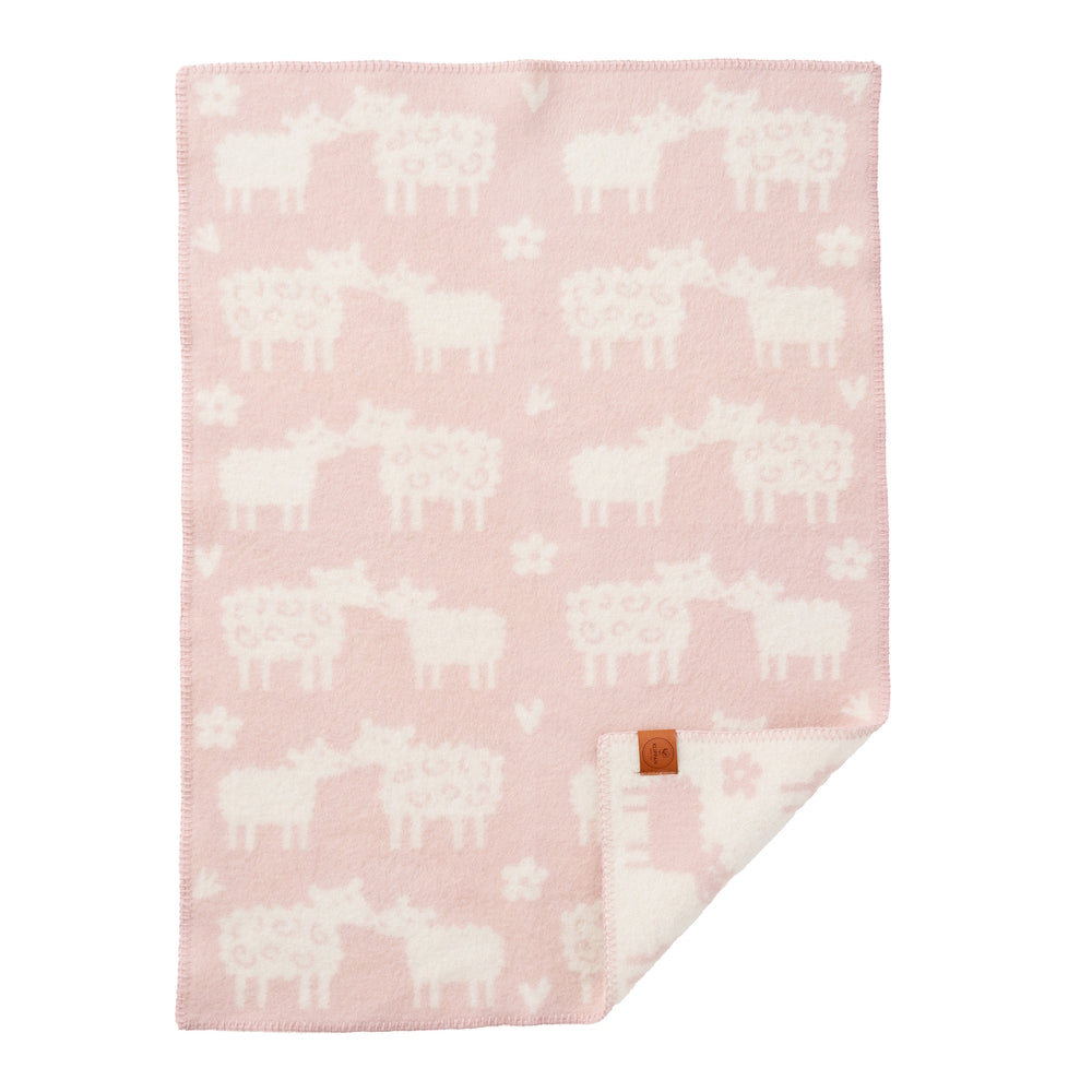 Klippan Baa Wool Baby Blanket Soft Pink