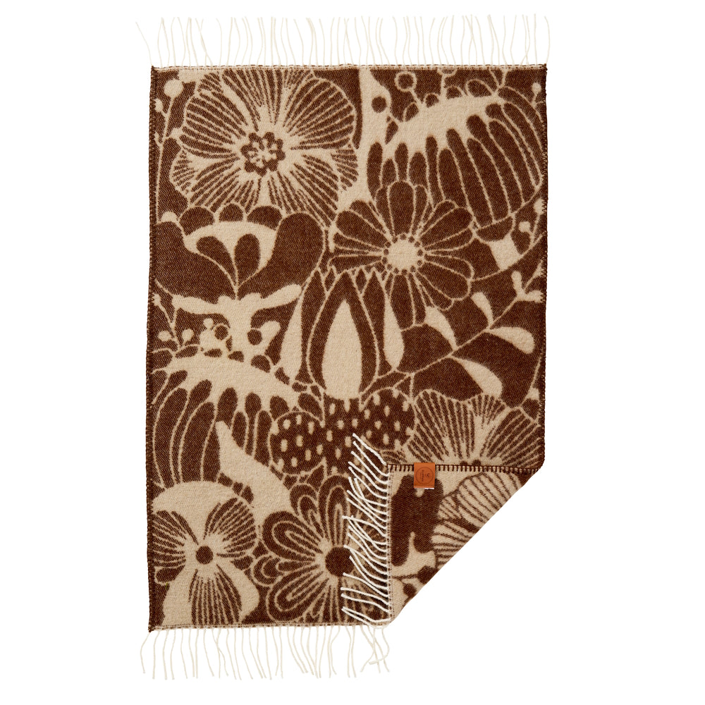 Klippan Blomranka Baby Wool Blanket Brown/Beige