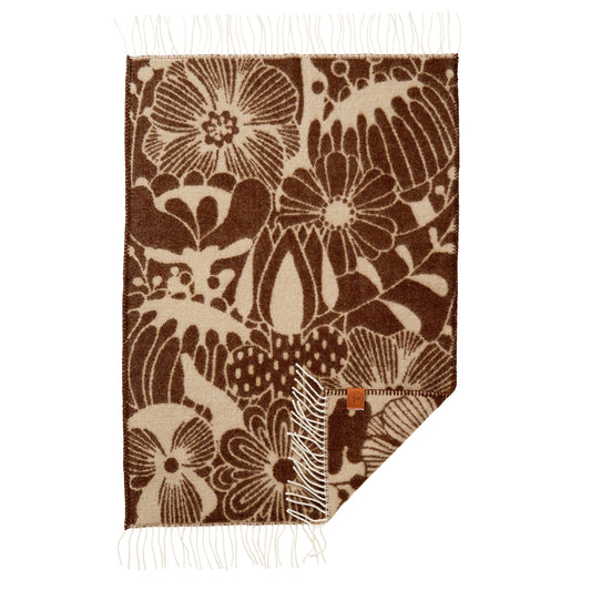 Klippan Blomranka Baby Wool Blanket Brown/Beige