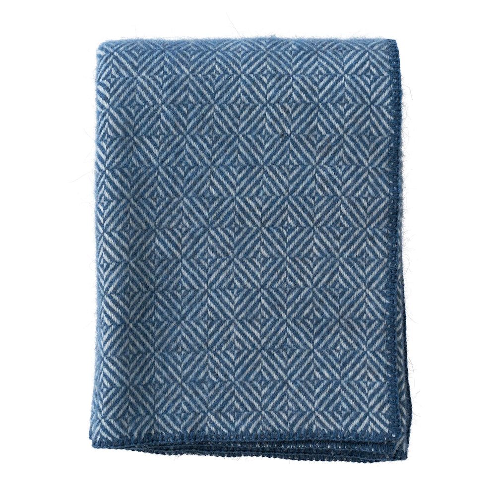 Klippan Diamonds Wool Blanket Sea Blue