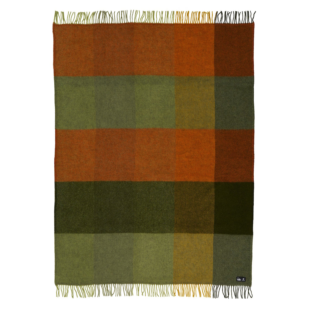 Klippan Gotland Check Wool Blanket Green