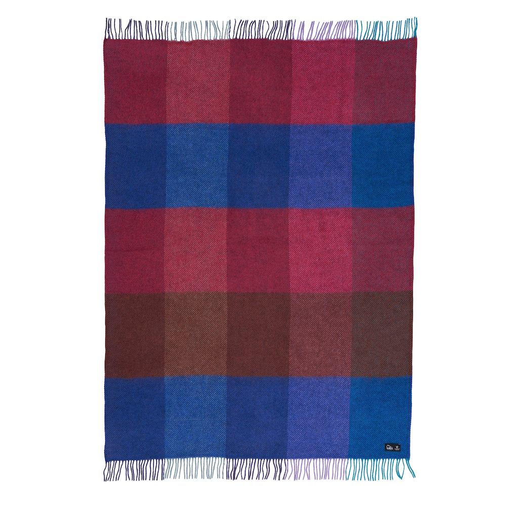 Klippan Gotland Check Wool Blanket Malva