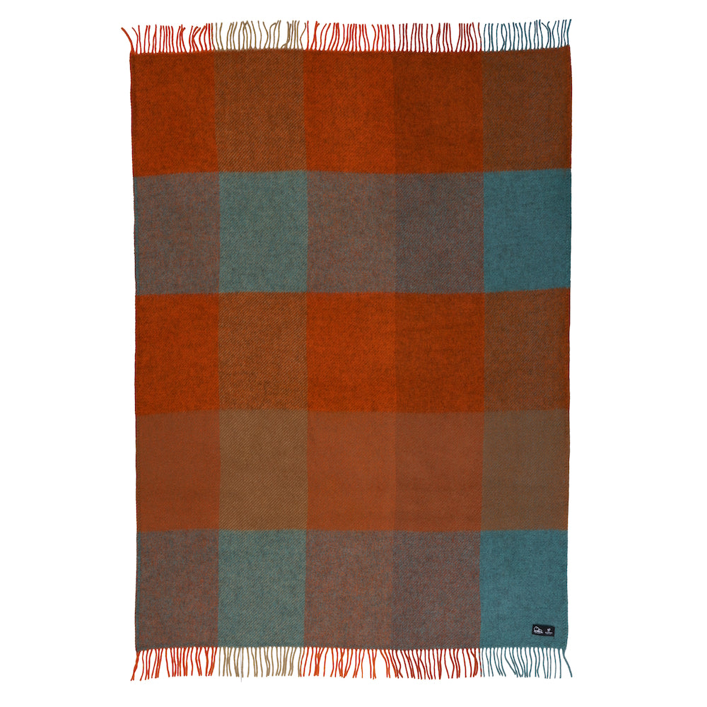 Klippan Gotland Check Wool Blanket Orange