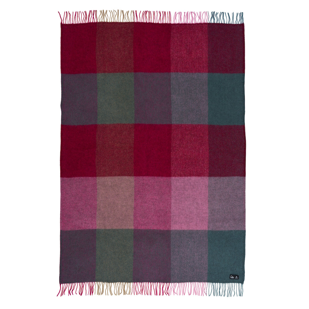 Klippan Gotland Check Wool Blanket Pink