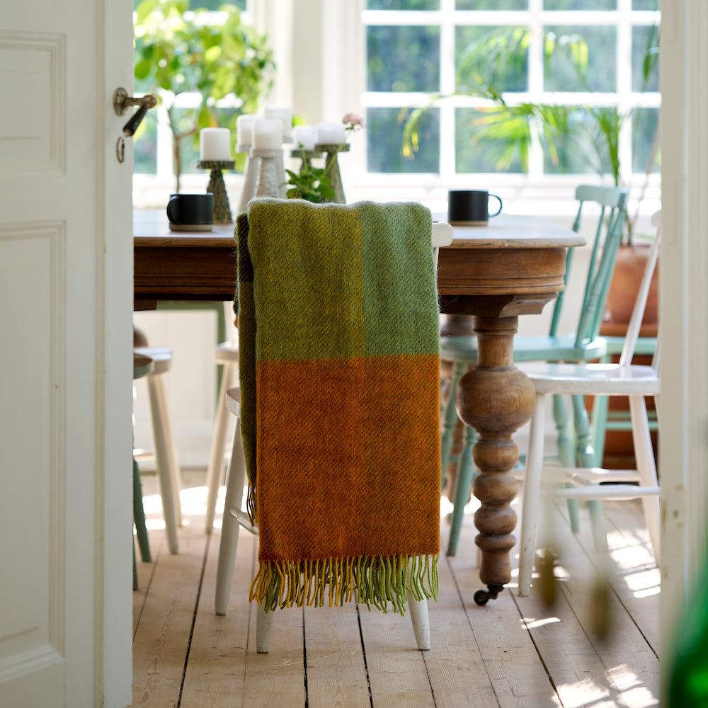 Klippan Gotland Check Wool Blanket Green