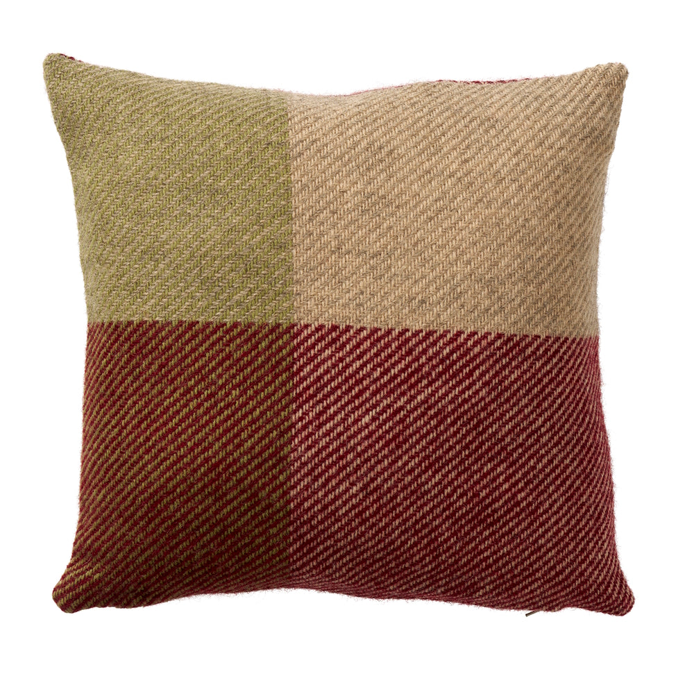 Klippan Gotland Check Wool Cushion Cover Burgundy