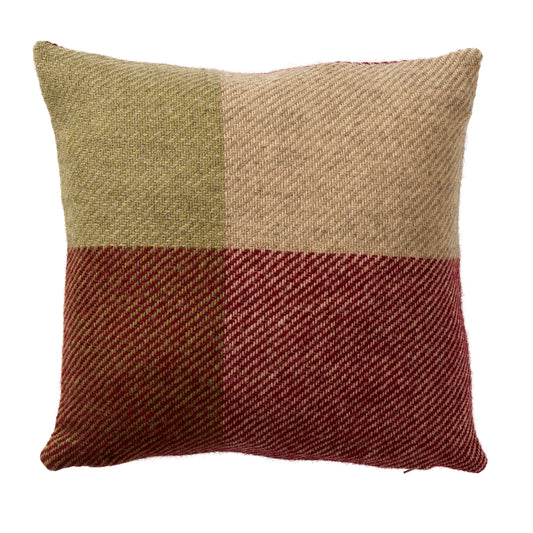 Klippan Gotland Check Wool Cushion Cover Burgundy