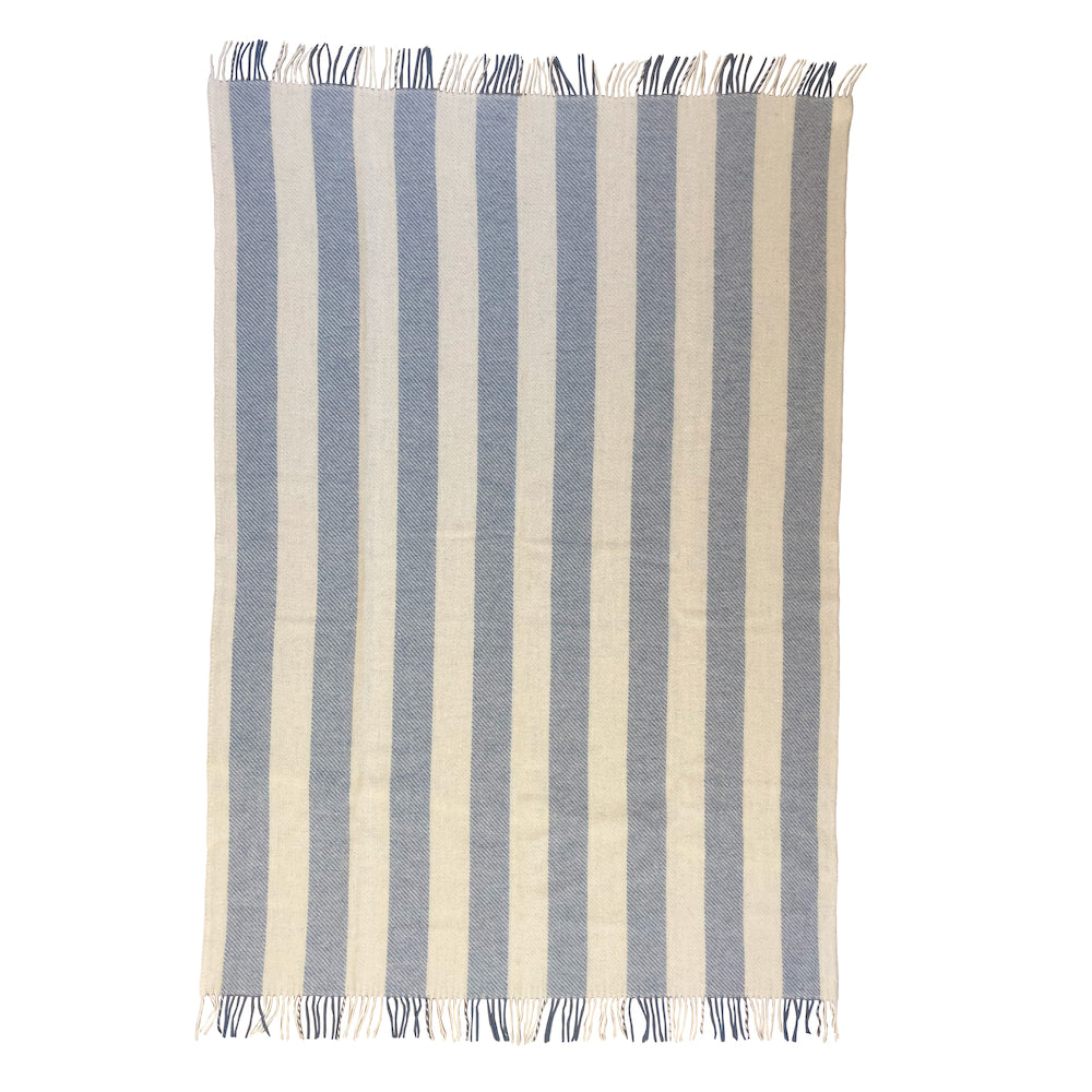 Klippan Gotland Vertical Stripe Wool Blanket Heavenly Blue