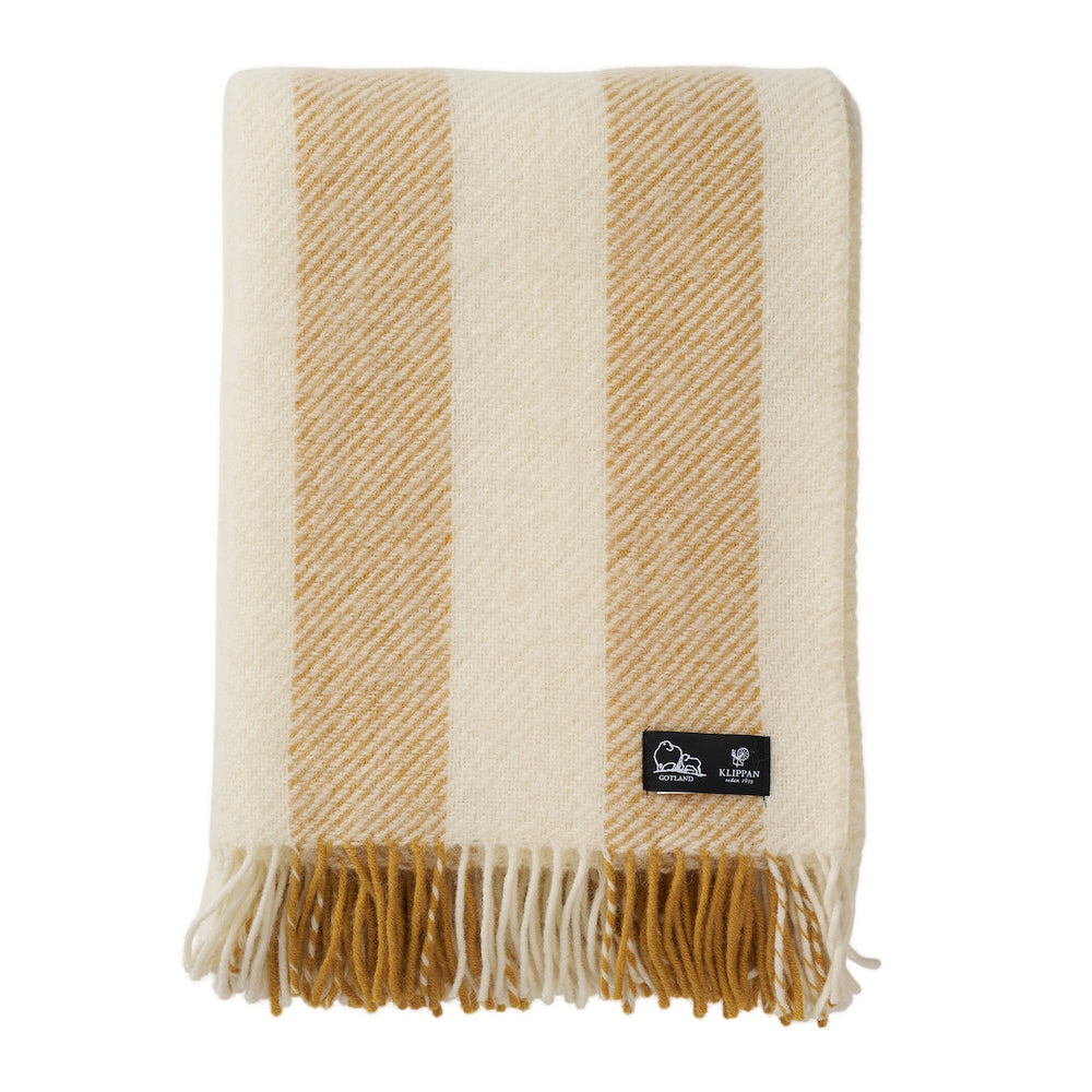 Klippan Gotland Vertical Stripe Wool Blanket Butter