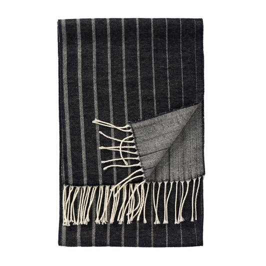 Klippan Irregular Stripe Merino Wool Scarf Black