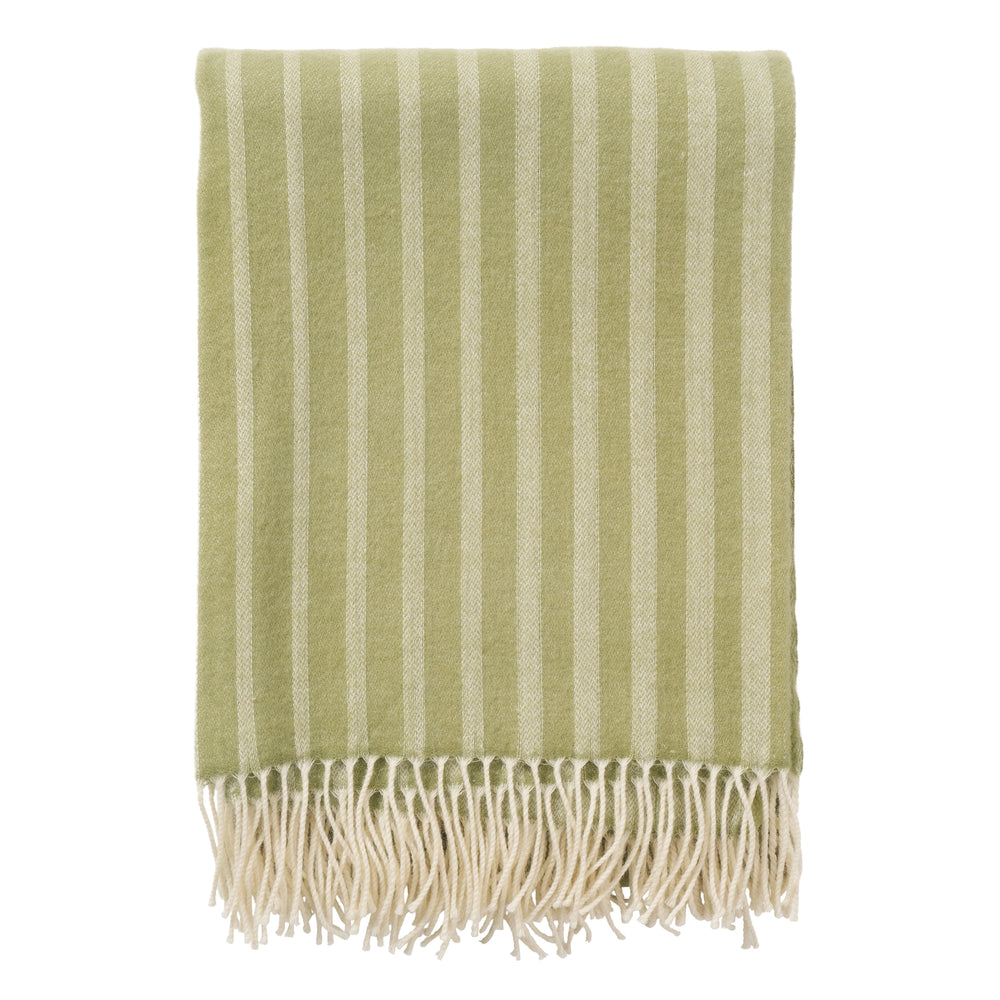 Klippan Irregular Stripes Merino Wool Blanket Olive