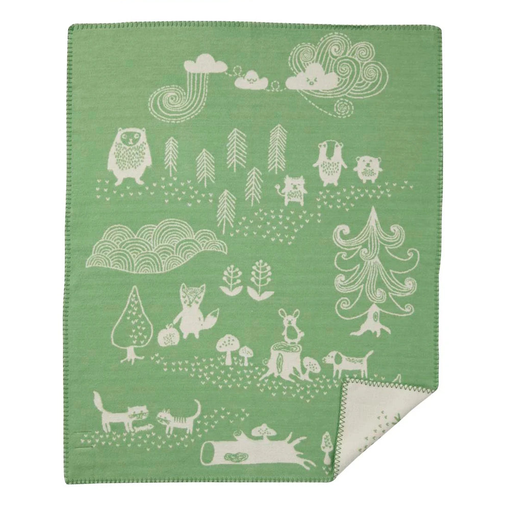 Klippan Little Bear Organic Cotton Blanket Green