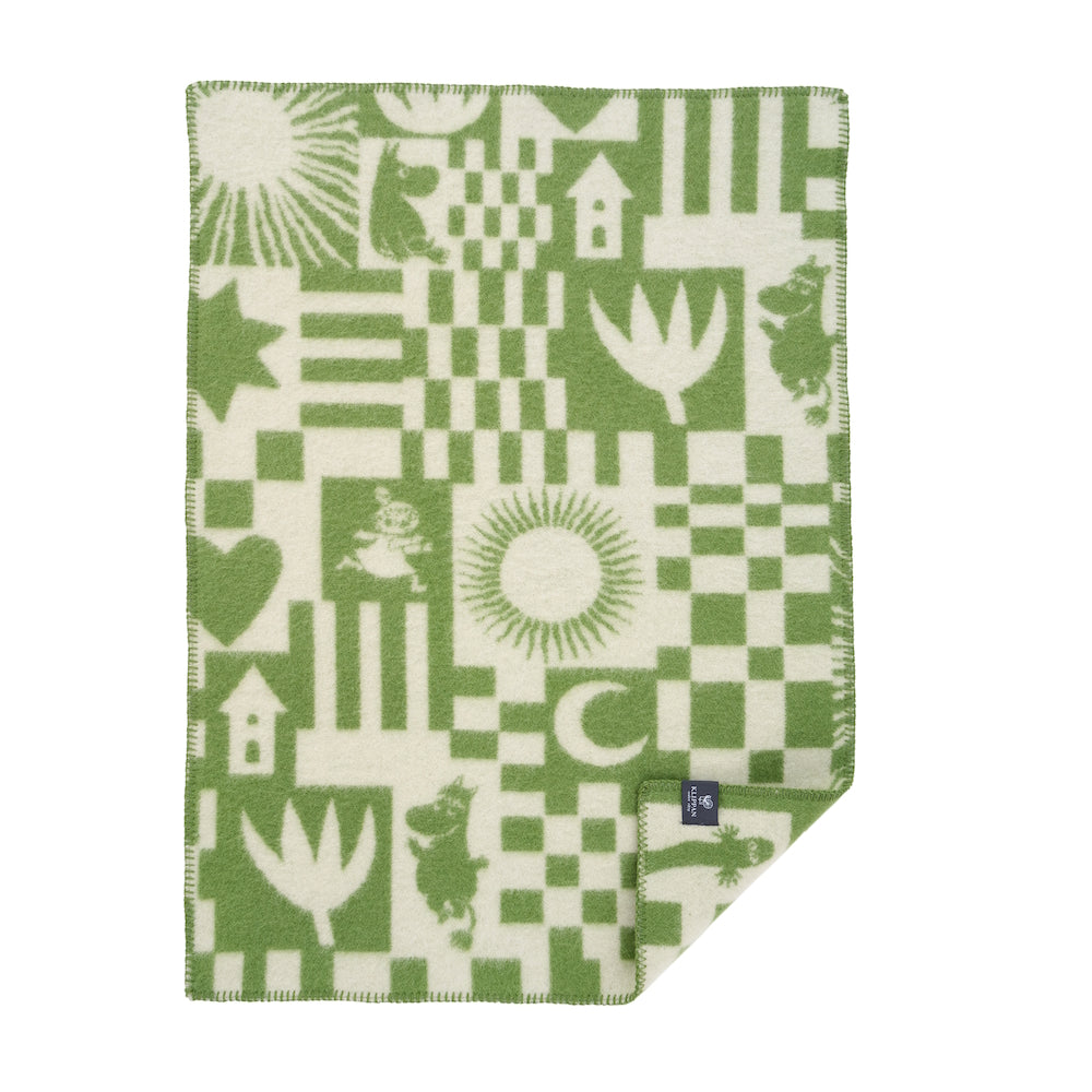 Klippan Moomin Play Baby Wool Blanket Green