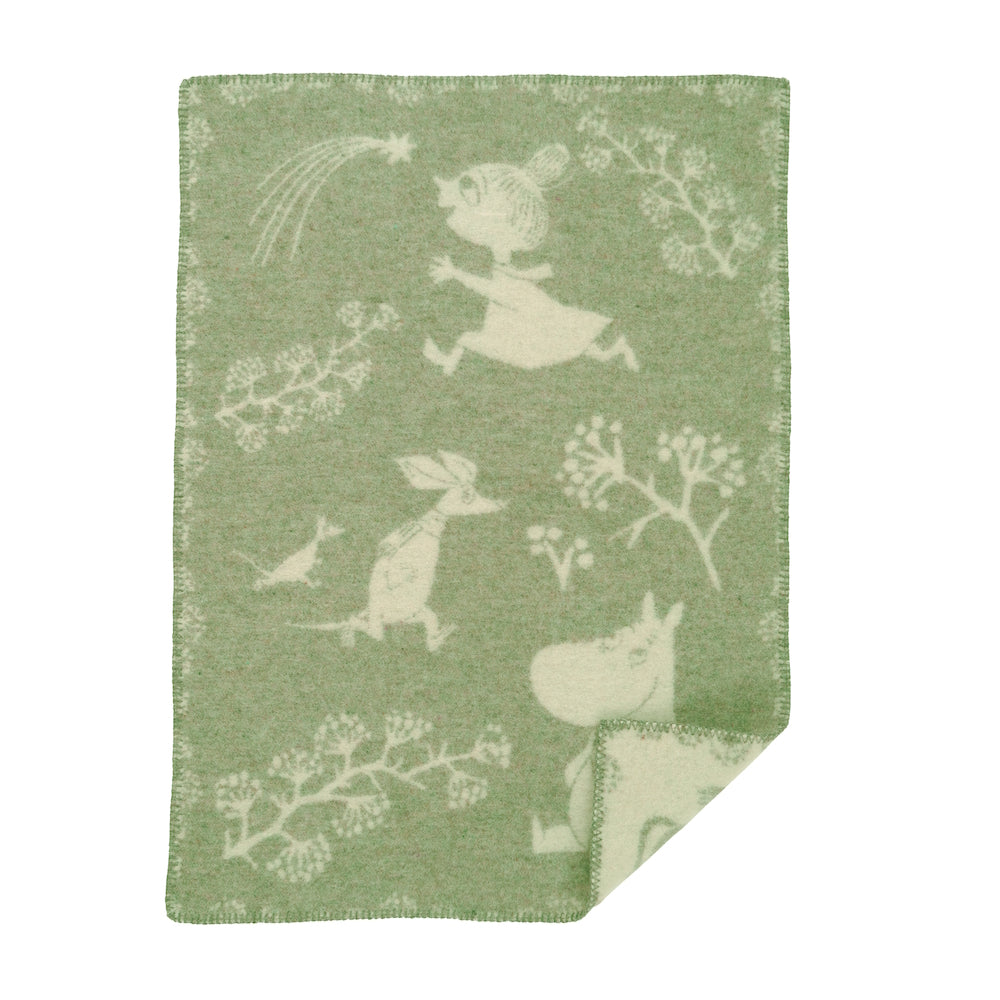 Klippan Moomin Winterland Wool Blanket Forest Green