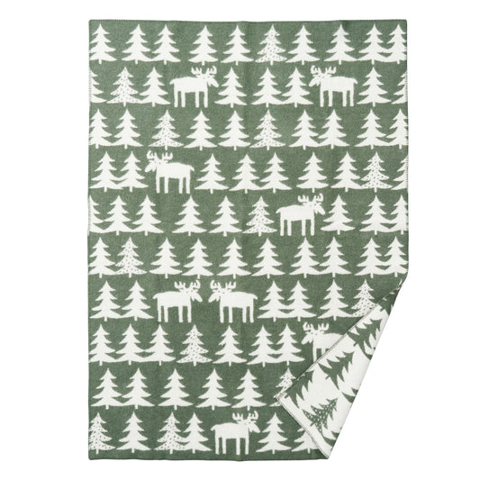 Klippan Moose Walk Wool Blanket Green